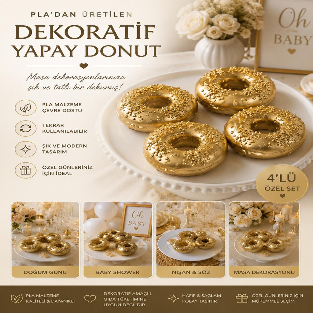 Yapay Donut Masa Süsü - 4 Adet